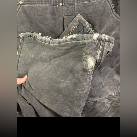 1999 Carhartt R03 Arctic Black Quilt Lined Bib Overalls 34x30 Very Distressed - Picture 10 of 13